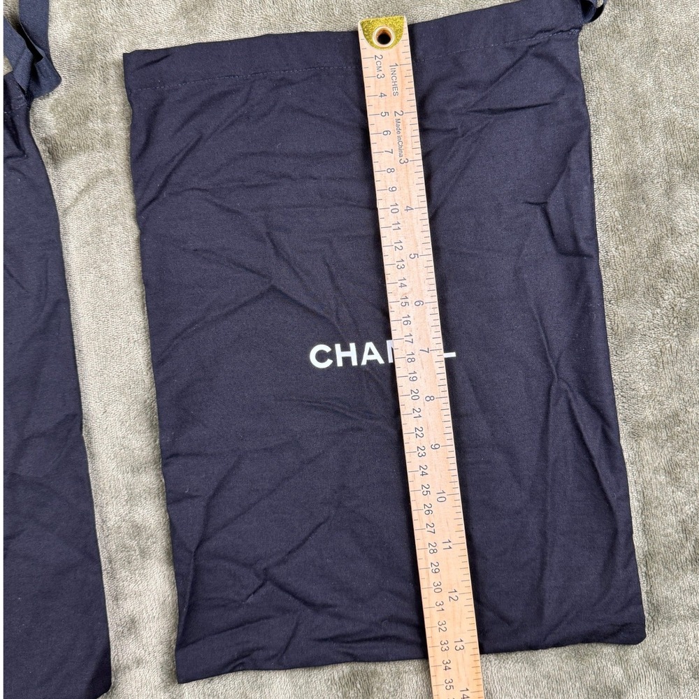 Chanel Navy Blue Cotton Drawstring Dust Bags Set of 2 Luxury Storage 13.5x10 - Picture 5 of 6
